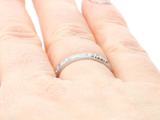 1920s Diamond Eternity Ring White Gold on finger