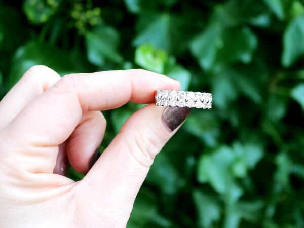 Double Row Diamond Band White Gold outside