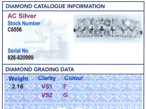 Double Row Diamond Band White Gold grading card