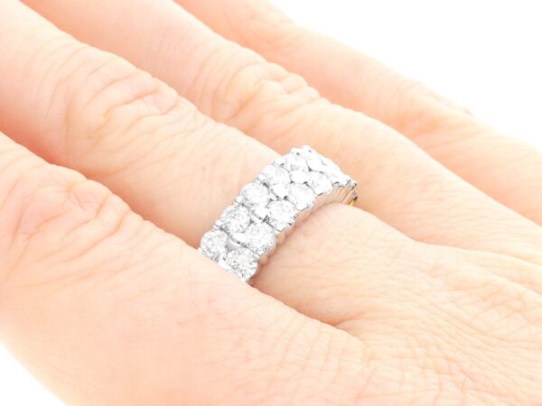 Double Row Diamond Band White Gold on hand