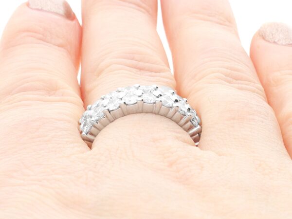 Double Row Diamond Band White Gold on finger