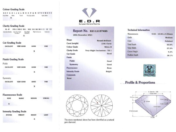 1930s diamond solitaire ring grading certificate