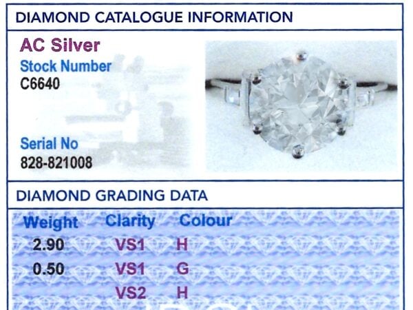 1930s diamond solitaire ring grading report card