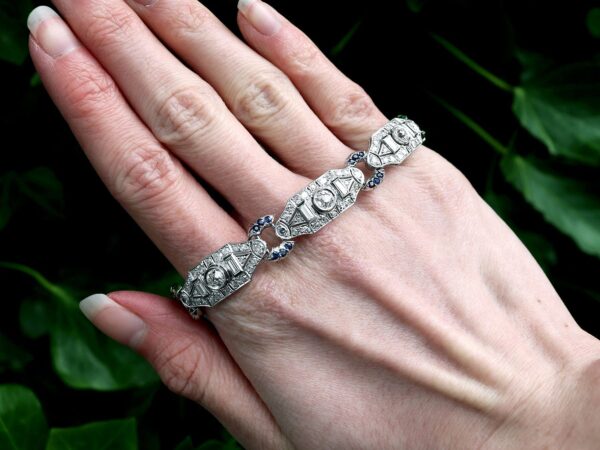 Antique Sapphire Diamond Platinum Bracelet
