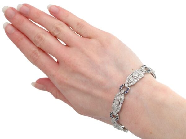 Platinum Sapphire Diamond Bracelet On Wrist