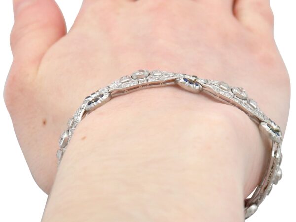 Sapphire Diamond Platinum Bracelet Worn