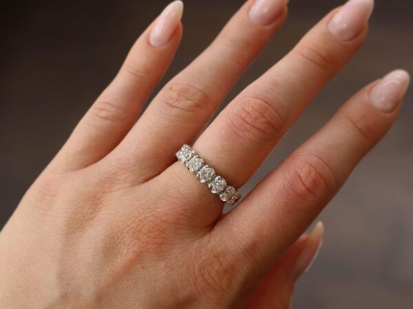 18ct white gold eternity ring on hand