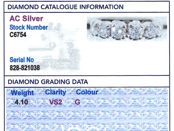 18ct white gold eternity ring grading card