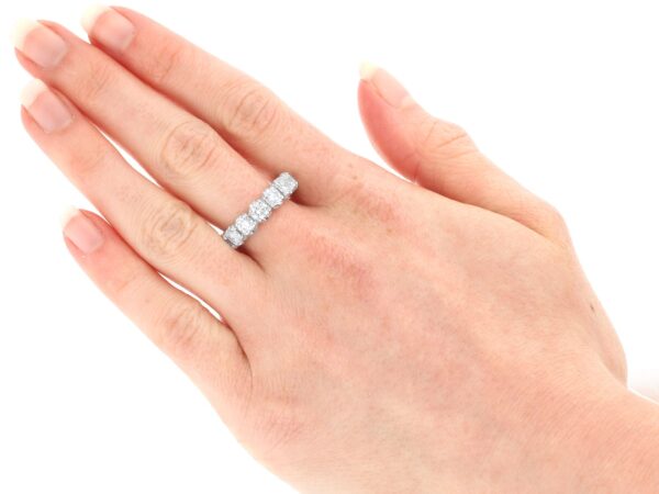 18ct white gold eternity ring on hand