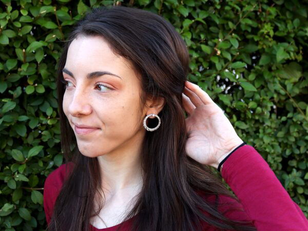 wearing antique diamond hoop earrings
