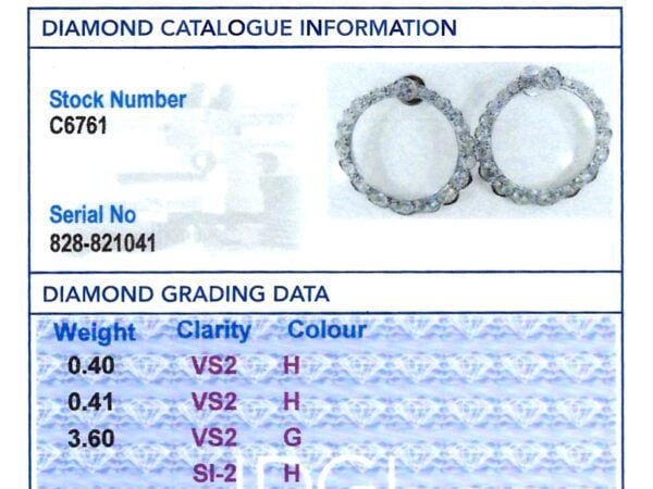 wearing antique diamond hoop earrings grading card