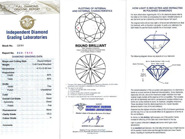 diamond hoop earrings grading certificate