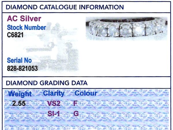 1950's Diamond Eternity Ring grading card