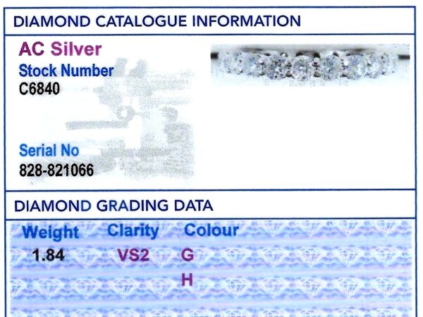 diamond Eternity Ring Size O grading card