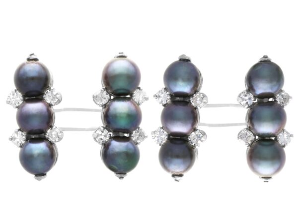 Tahitian pearl and diamond cufflinks