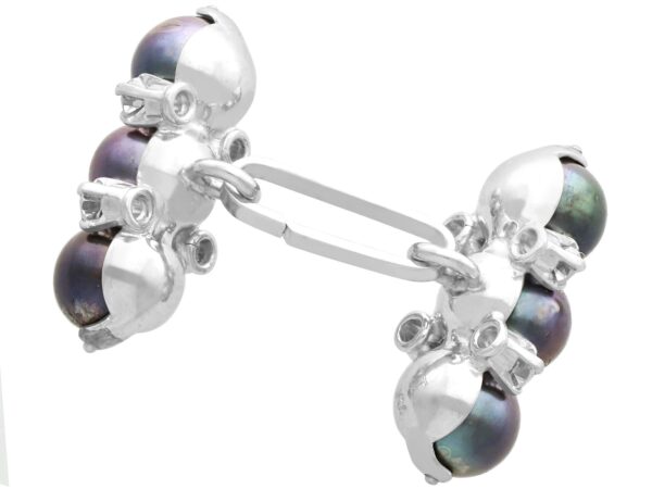 white gold pearl and diamond cufflinks