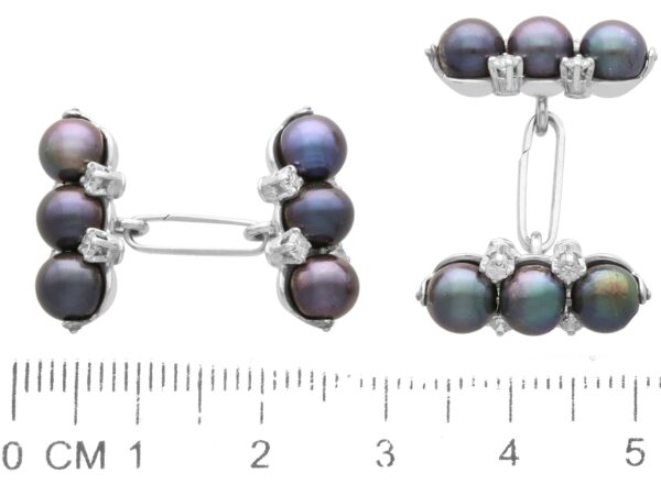 pearl and diamond cufflinks size