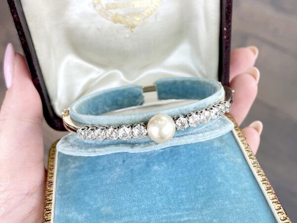 Antique Pearl Diamond Bangle Boxed