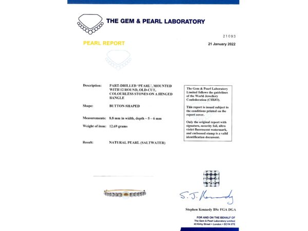 Natural Saltwater Pearl Certification Report