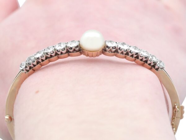 Natural Pearl Diamond Bracelet Worn