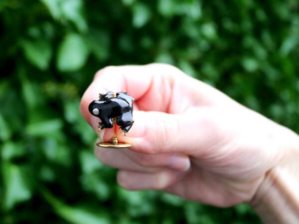 vintage enamel frog cufflinks outside