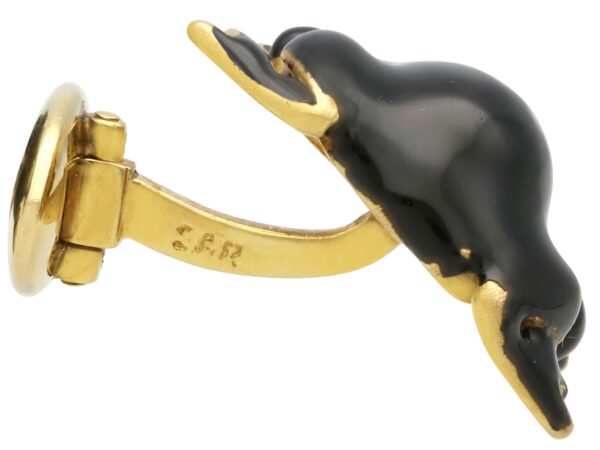 vintage enamel frog cufflinks fastening
