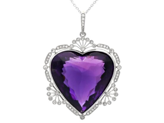 Large Amethyst Heart Pendant UK