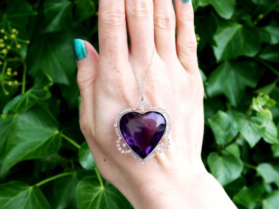 Large Amethyst Heart Pendant outside