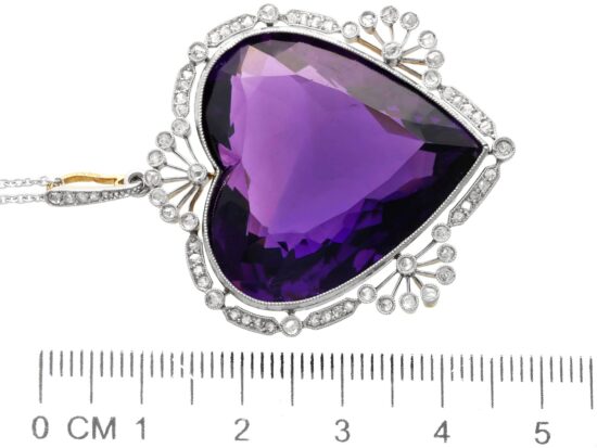 Large Amethyst Heart Pendant size