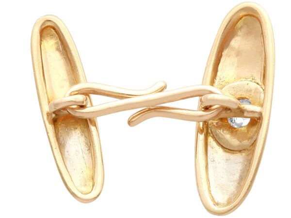 reverse of platinum and gold diamond cufflinks