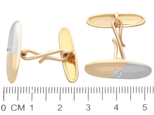 size of platinum and gold diamond cufflinks