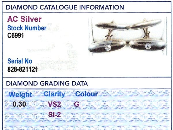 platinum and gold diamond cufflinks grading card