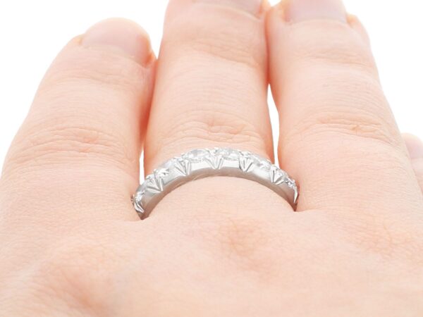 Platinum and Diamond Eternity Ring on finger