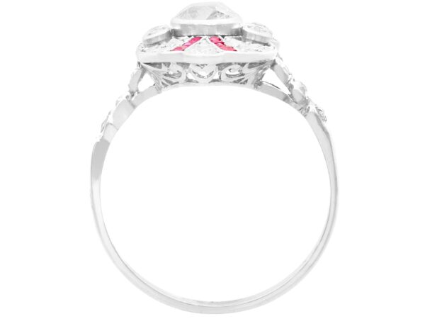 setting of Art Deco Ruby and Diamond Ring