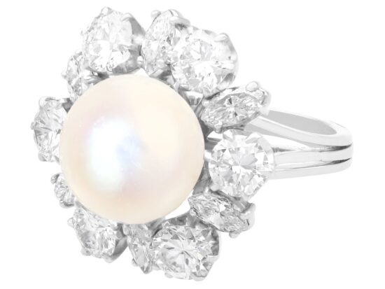 Pearl Diamond Ring Front