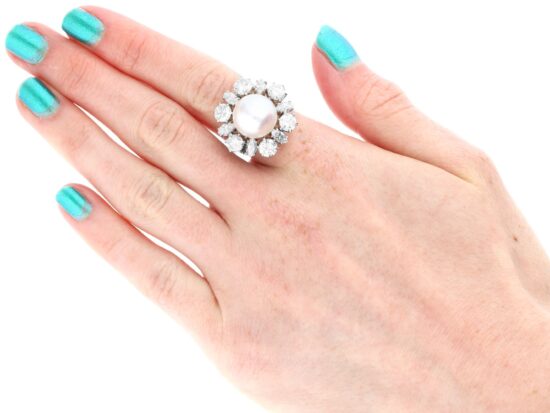 Pearl Ring Worn On Hand