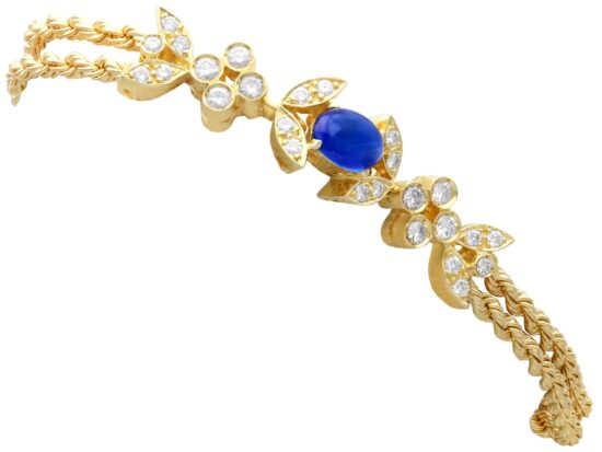 Vintage Sapphire Diamond Yellow Gold Bracelet