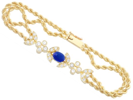 French Sapphire Diamond Gold Bracelet