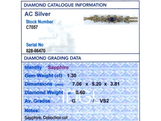 Sapphire Diamond Certificate Included