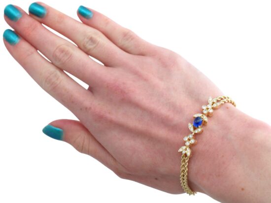 Sapphire Diamond Bracelet On Wrist