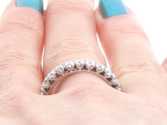 Diamond Full Eternity Ring UK on finger