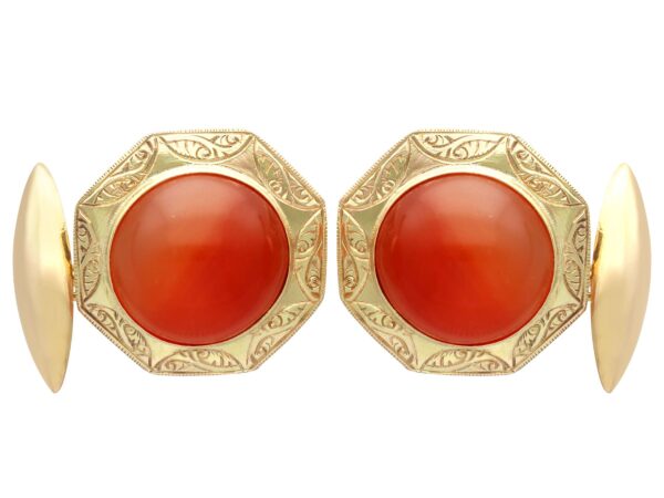 gold carnelian cufflinks