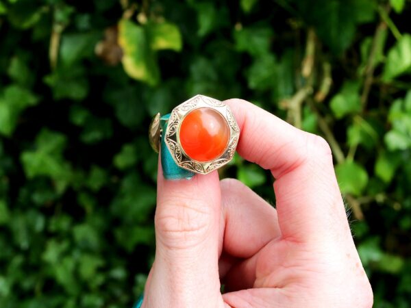 gold carnelian cufflink outside