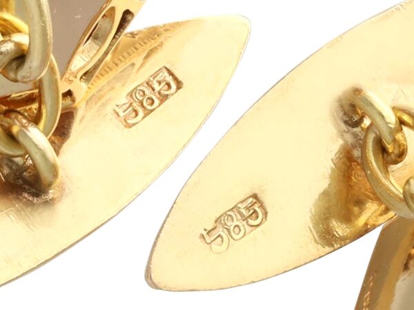 gold hallmarks on carnelian cufflinks