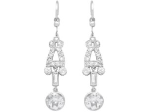 platinum Art Deco diamond drop earrings