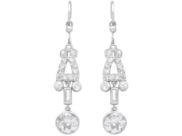 platinum Art Deco diamond drop earrings