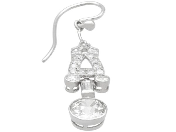 antique Art Deco platinum diamond earring