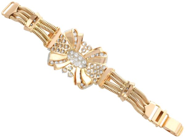 underside of art deco bracelet with diamonds