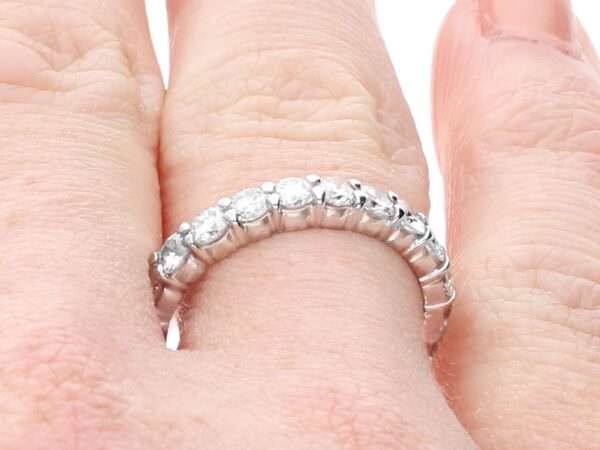 French Diamond Eternity Ring on finger