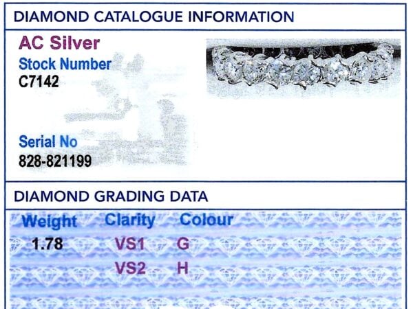Vintage Full Diamond Eternity Ring grading card
